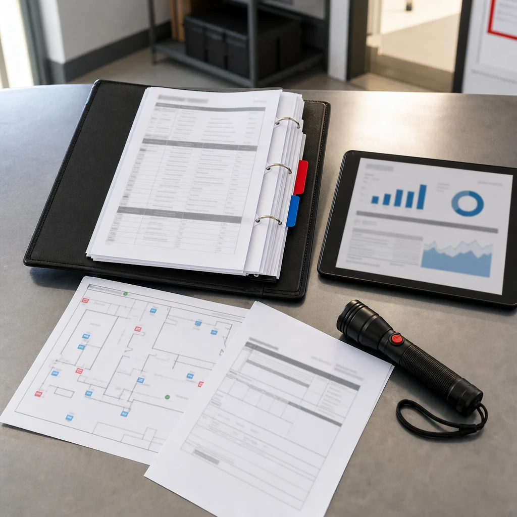 Organised pest control audit file with reports, site plan and inspection tools.